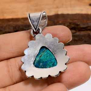 Pendentif en azurite naturelle, argent sterling 925, fait main, bijoux bohèmes, cadeau pour femmes et filles - Product Image 5