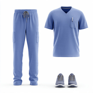 High Quality Unisex Knitted Cotton Hospital <b>Scrub</b> Set Medical Uniforms Breathable Comfort Customized Color Logo Needle Detection - Product Image 5