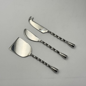 Ensemble de couteaux à fromage en acier inoxydable de haute qualité avec finition polie pour la cuisine, ensemble de 3 couteaux à fromage à manche torsadé pour la maison et l'hôtel - Product Image 4