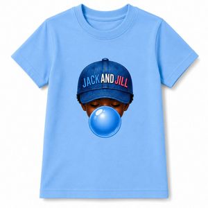 เสื้อยืดแขนสั้นลายกราฟิกสีฟ้าอ่อนสำหรับเด็กผู้ชาย คอกลม พิมพ์ลายฟองอากาศ สวมใส่สบาย น้ำหนักเบา เหมาะสำหรับทุกวัน - Product Image 1