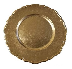 Plato de presentación decorativo de melamina de 13 pulgadas, dorado de lujo - Product Image 2