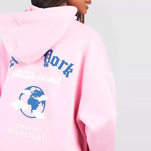Sweat-shirt à capuche oversize pour femme, brodé sur le devant, à épaules tombantes, en tissu tissé, décontracté, streetwear, hiver, quotidien - Product Image 2