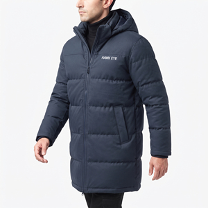 <b>Men's</b> <b>Long</b> Quilted Puffer Jacket Warm Hooded Zip Up Winter <b>Coat</b> Windproof Casual Padded Outerwear <b>for</b> <b>Men</b> Wholesale Fashion Styl - Product Image 3