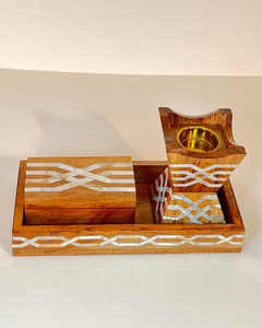 Porte-encens artisanal pour l'Aïd Moubarak, le Ramadan Kareem et la décoration de la maison, de haute qualité, décoré de nacre, Mabkhara arabe - Product Image 2