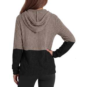 Cardigan en tricot zippé à capuche personnalisé pour femme, color block, coupe oversize décontractée, pour l'automne, coupe classique, unisexe, 100 % acrylique - Product Image 2