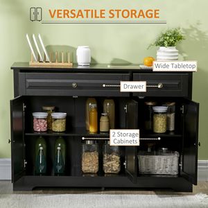 Handmade Modern Black <b>Sideboard</b> Cabinet for Dining Living Room <b>Kitchen</b> with Cupboards Drawers Shelves Buffet Storage Solution - Product Image 4