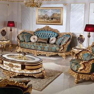 Juego de Sofás Seccionales Tradicionales Langham de Lujo en Oferta, con Mesa de Madera Tallada y Relleno de Esponja, para Salas de Estar de Apartamentos y Hoteles - Product Image 2