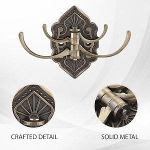 Gancho Doble de Latón con Acabado Vintage Contemporáneo, Resistente, Ecológico, Removible, Solución de Almacenamiento en Pared para Herramientas - Product Image 3