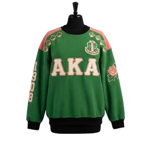 Sudadera Verde con Cuello Redondo para Mujer, Ivy Rose 1908, con Gráfico de Medallón, Manga Larga, Estilo Casual y Preppy - Product Image 1