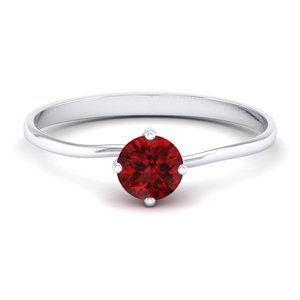 Anillo de compromiso de oro macizo de 14K con granate de 0.5 quilates de corte redondo y diamantes para mujer, precio mayorista de fábrica REYES - Product Image 1