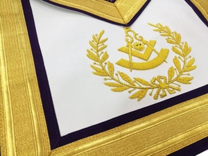 Delantal de Maestro Masón de la Logia Azul - Bordado a Mano en Dorado y Morado, Regalia Masónica Premium, Ceremonial de la Logia - Product Image 5
