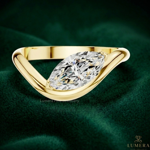 แหวนเพชรโมอิสซาไนต์ทรงมาร์คีส์สุดหรูสำหรับผู้หญิง แหวนทอง 14K แบบเปิดวงแหวนซ้อนกัน แหวนหมั้นแบบมินิมอล แหวนแต่งงานแบบโซลิแทร์ - Product Image 1