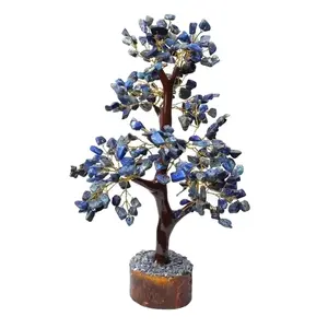 Meilleure vente Lapis Lazuli 300 Chips arbres Pierre naturelle de guérison Acheter un cristal d'arbre de guérison en fil d'or de la décoration de bureau à domicile