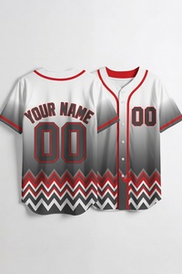 Maillot de baseball personnalisé dégradé bleu rose à motif chevron, nom et numéro personnalisés, uniforme d'équipe entièrement boutonné, vente en gros OEM - Product Image 3