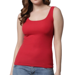 Camiseta sin mangas con cuello redondo para mujer, color rojo, informal, de punto, corte regular - Product Image 2