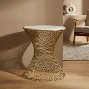 Modern Durable Metal Coffee <b>Table</b> with Marble Top Minimalist Design Living Room Furniture - Product Image 4
