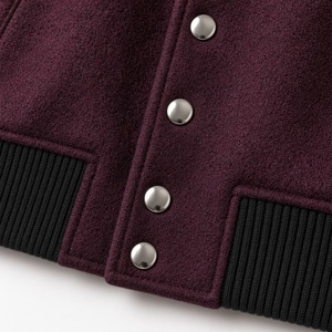 Veste universitaire unisexe bordeaux coupe-vent 100 % laine de haute qualité, col montant, fermeture boutonnée, tenue décontractée d'hiver - Product Image 6