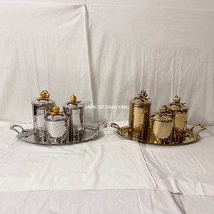 Luxury Countertop Gold Canister Set with Hammered Exterior High Quality Storage Spice <b>Jars</b> For Modern Home Kitchen and Gift Use - Product Image 5