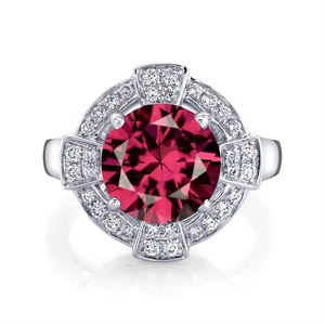 แหวนพลอยโกเมนสีแดงธรรมชาติสีเงินสเตอร์ลิง925แหวนแต่งงานหมั้นเงินแท้คอลเลกชันการออกแบบที่ไม่ซ้ำกัน - Product Image 1