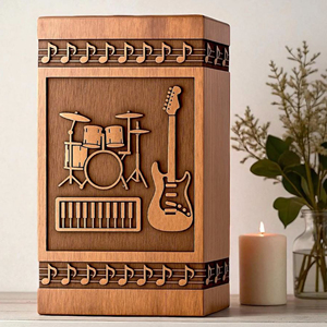 Handmade Rosewood Drum Urn: Engraved Musician Memorial urn Memorial Keepsake by AYAANS - Product Image 2