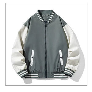 Veste universitaire en toile à col montant pour homme avec logo personnalisé et broderie frontale, design vierge - Product Image 1