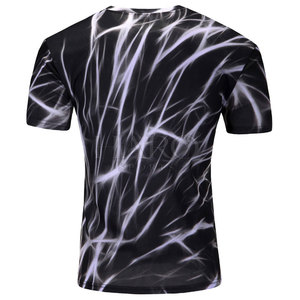 T-shirt imprimé par sublimation pour hommes, tissu polyester léger, manches courtes, style moderne, streetwear - Product Image 2