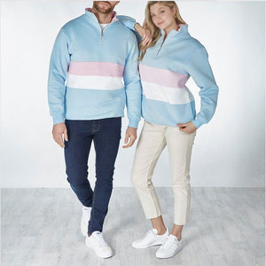 Sudadera Unisex con Capucha y Cierre de Cremallera, Color Azul Claro, Rosa y Blanco, Corte Regular, Informal, para Invierno, 100% Algodón - Product Image 4