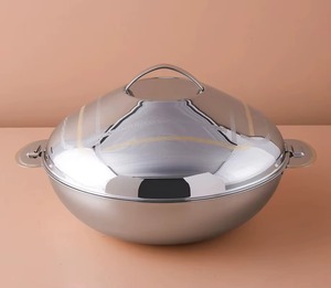 Casserole fantastique en acier inoxydable avec couvercle, design rond, finition polie, durable, lavage à la main uniquement, 24 cm - Product Image 1