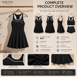 Robe de tennis sans manches pour femme avec logo personnalisé, jupe évasée extensible, short intégré, tenue de sport, fournisseur OEM - Product Image 2