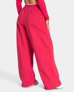 Ensemble de survêtement rouge cerise pour femme, coupe ample, couleur unie, poches latérales, 100 % coton, avec passepoil, tendance - Product Image 3