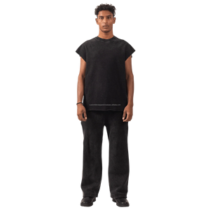 Super tendance 100% coton surdimensionné lavé sans manches T-Shirt pour hommes Logo personnalisé formation Gym débardeurs en gros - Product Image 4