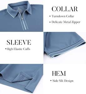 Camisas de Golf con Cierre para Hombre, Manga Corta, Estilo Casual, Polo, Absorbentes de Humedad, Color Sólido, a la Moda - Product Image 4