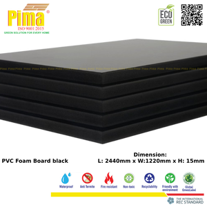 Custom PVC WPC Foam Board <b>Sheet</b> 15mm Thickness 0.6 G/cm3 Density <b>Black</b> Color Advertising Panels for Kitchen Backsplashes - Product Image 1