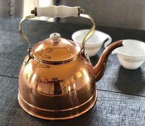 Durable copper <b>tea</b> <b>kettle</b> with ergonomic grip heat resistant design and smooth curved spout - Product Image 4