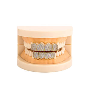 High Quality Grillz Set Round Brilliant Cut Channel Setting Hip Hop Style Unisex Dental Jewelry Jewelux CROWN India - Product Image 1