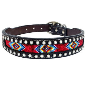 Collar para Perro de Cuero Genuino con Remaches y Cuentas Estilo Western, Lujoso, Duradero, Multifuncional, Ligero y Acolchado con Malla Suave - Product Image 1