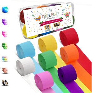8 Strisce di Carta Crespa Arcobaleno Uniche, Rotoli da 656 Piedi, Decorazioni per Feste e Coriandoli per Compleanni - Product Image 1