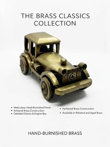 Vintage Brass Model <b>Car</b> Antique Gold 1920s Style Classic <b>Car</b> Showpiece Home Office <b>Table</b> Decor Collectible Gift - Product Image 3