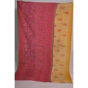 Eco-Friendly Handmade Printed Kantha <b>Quilt</b> Vintage Floral Cotton <b>Throw</b> Indian Boho Bedspread Reversible Blanket All-Season Gift - Product Image 1