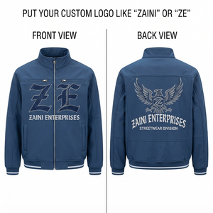 Veste softshell pour homme, 300 GSM, tissu polyester élasthanne de qualité supérieure, bleu marine, design à panneaux, logo personnalisé en strass, transfert thermique - Product Image 1