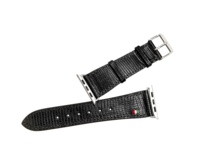 Bracelet en cuir italien de luxe Castello fait main de haute qualité pour Apple Watch, logo embossé, imprimé lézard, 42/44/45/49 mm, pour homme