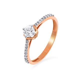 Anillo Solitario Beauty of Sparkle, Anillo de Diamantes Rose Gold Sunset Kiss, Banda de Eternidad con Diamantes Blushing Dawn - Product Image 1