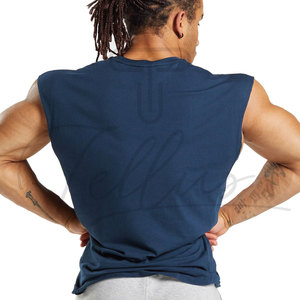 Camisetas sin mangas personalizadas con logotipo para hombre, transpirables, de secado rápido, cuello redondo, informales, para entrenamiento, 100% algodón, ajuste holgado, para gimnasio, sin mangas, para musculación - Product Image 2