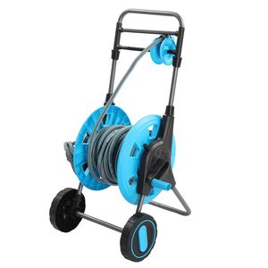 Tubo Flessibile per Acqua in Ferro e Plastica Blu e Nero Grigio 43*50*90cm con Giunto di Giunzione e Ruote per Carrello da Giardino, Lunghezza 1.9M - Product Image 2