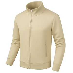 Survêtement kaki pour homme, couleur unie, décontracté, avec fermeture éclair sur le devant, col montant, pantalon de jogging, poches latérales, respirant - Product Image 3