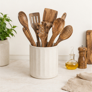Juego de 4 espátulas de cocina de madera natural ecológicas al por mayor, utensilios de cocina de madera antiadherentes, espátula, servidor de pasta, cuchara para sopa - Product Image 6