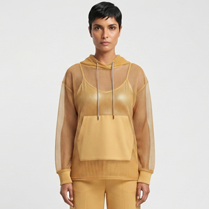 Sudadera con capucha de malla transparente con hombros caídos para mujer, ideal para verano y discoteca - Product Image 3