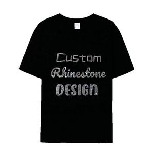 T-shirt Unisexe Cœur Squelette Strass 2026 Noir Profond Coupe Classique Cristal Argenté Scintillant Streetwear Haut HD - Product Image 3
