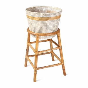 Indoor plant <b>stand</b> handmade flower <b>pot</b> <b>stands</b> natural rattan floor standing rack for planter - Product Image 2