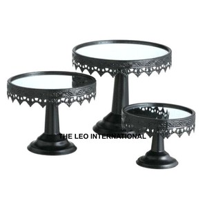 Exclusivo Juego de 3 Soportes para Pastel de Metal Plateado Clásico con Resina Epoxi para Bodas, Fiestas de Cumpleaños, Decoración de Postres - Product Image 2